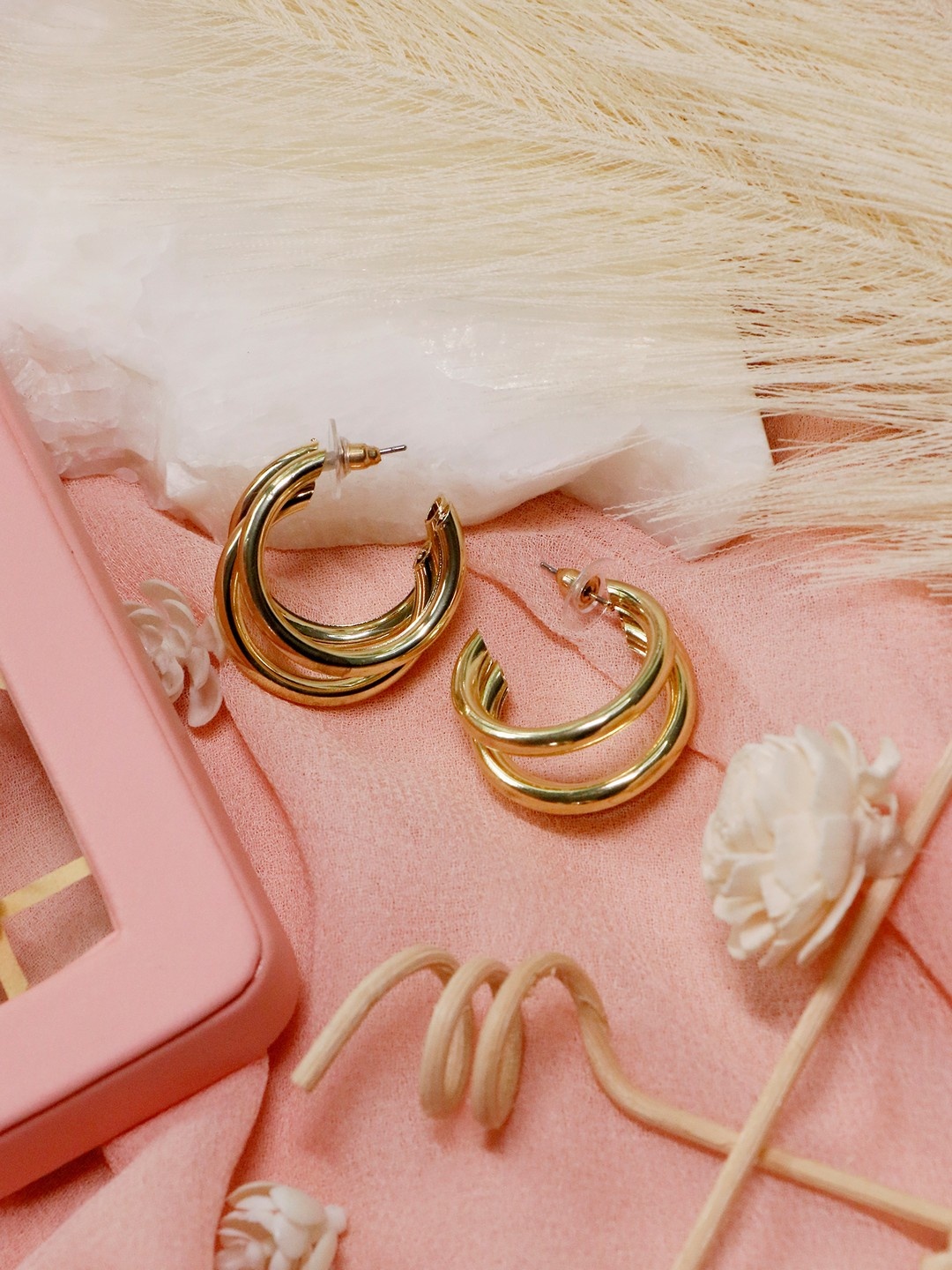

Ishhaara Gold-Toned Circular Triple Hoop Earrings