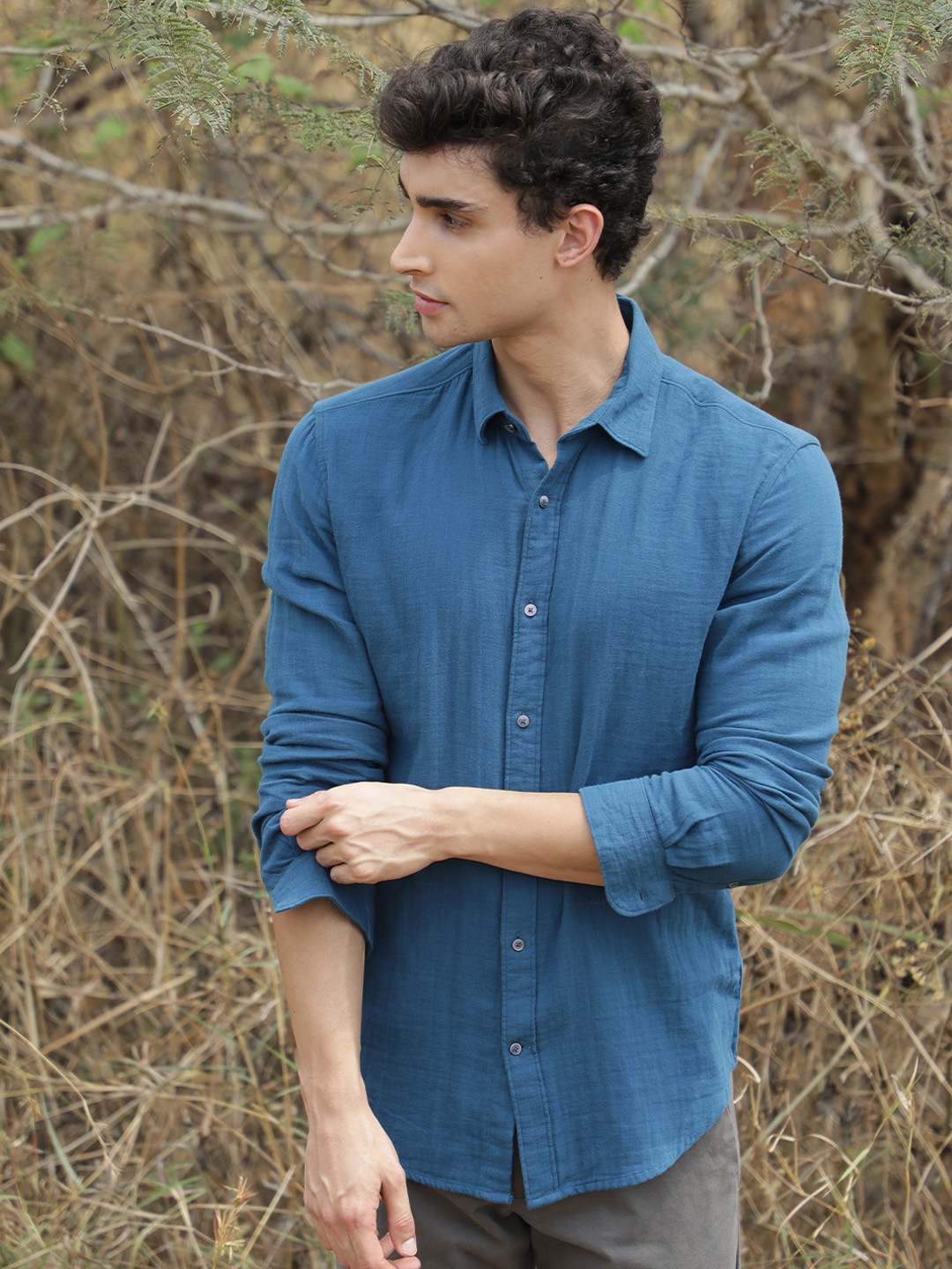 

RARE RABBIT Men Layerr Slim Fit Shirt, Teal