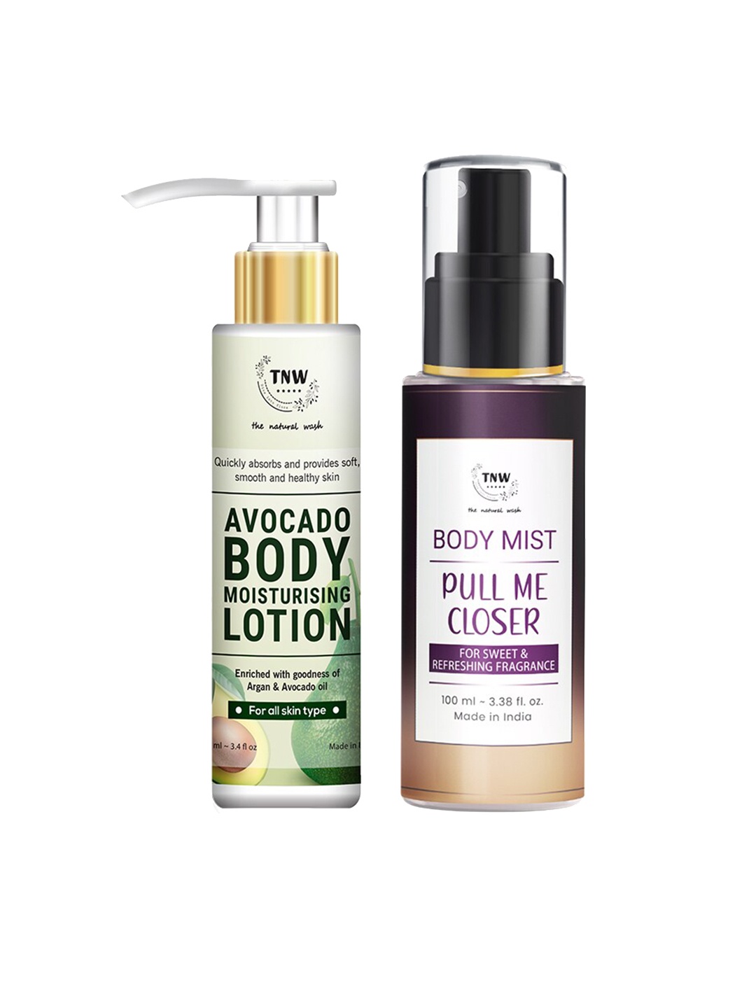 

TNW the natural wash Combo of Pull Me Closer Body Mist & Avocado Body Lotion 100ml each, White