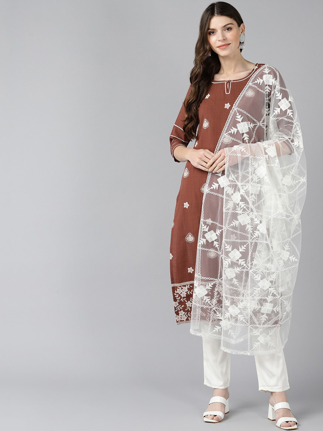 

Bani Women Brown Floral Embroidered Kurta Sets