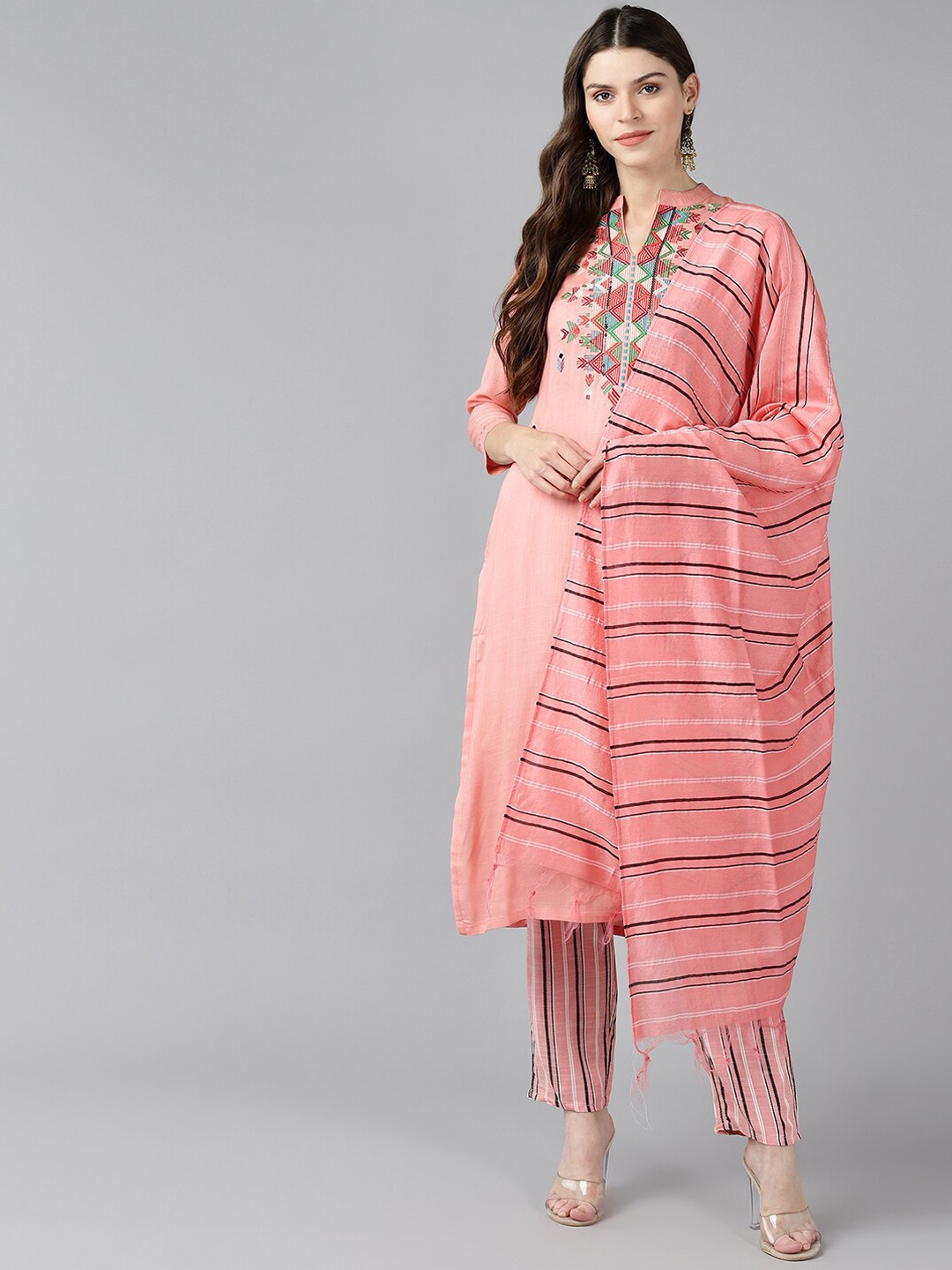 

Bani Pink Striped Kurta Set