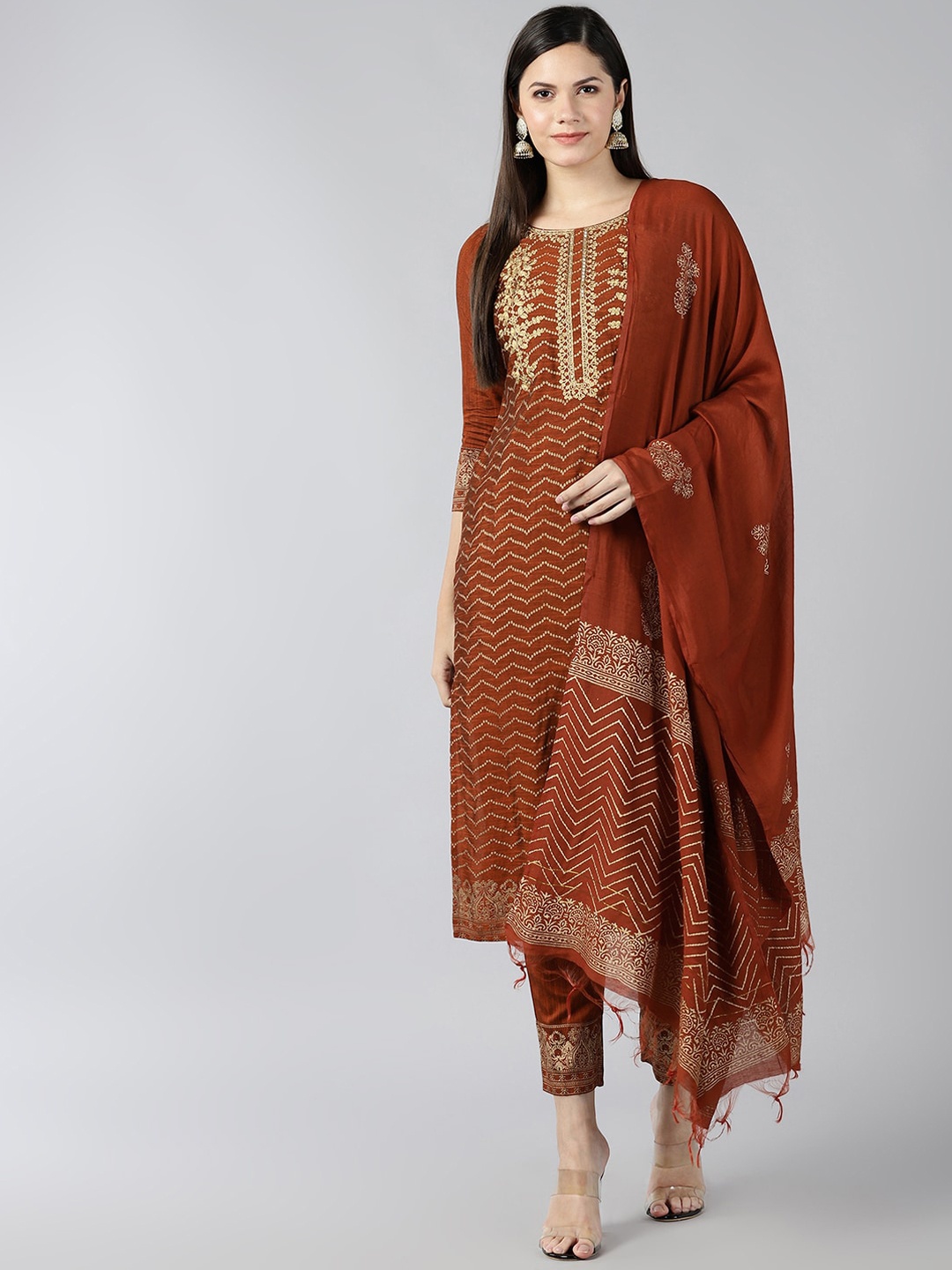 

Bani Women Brown Embroidered Kurta Set