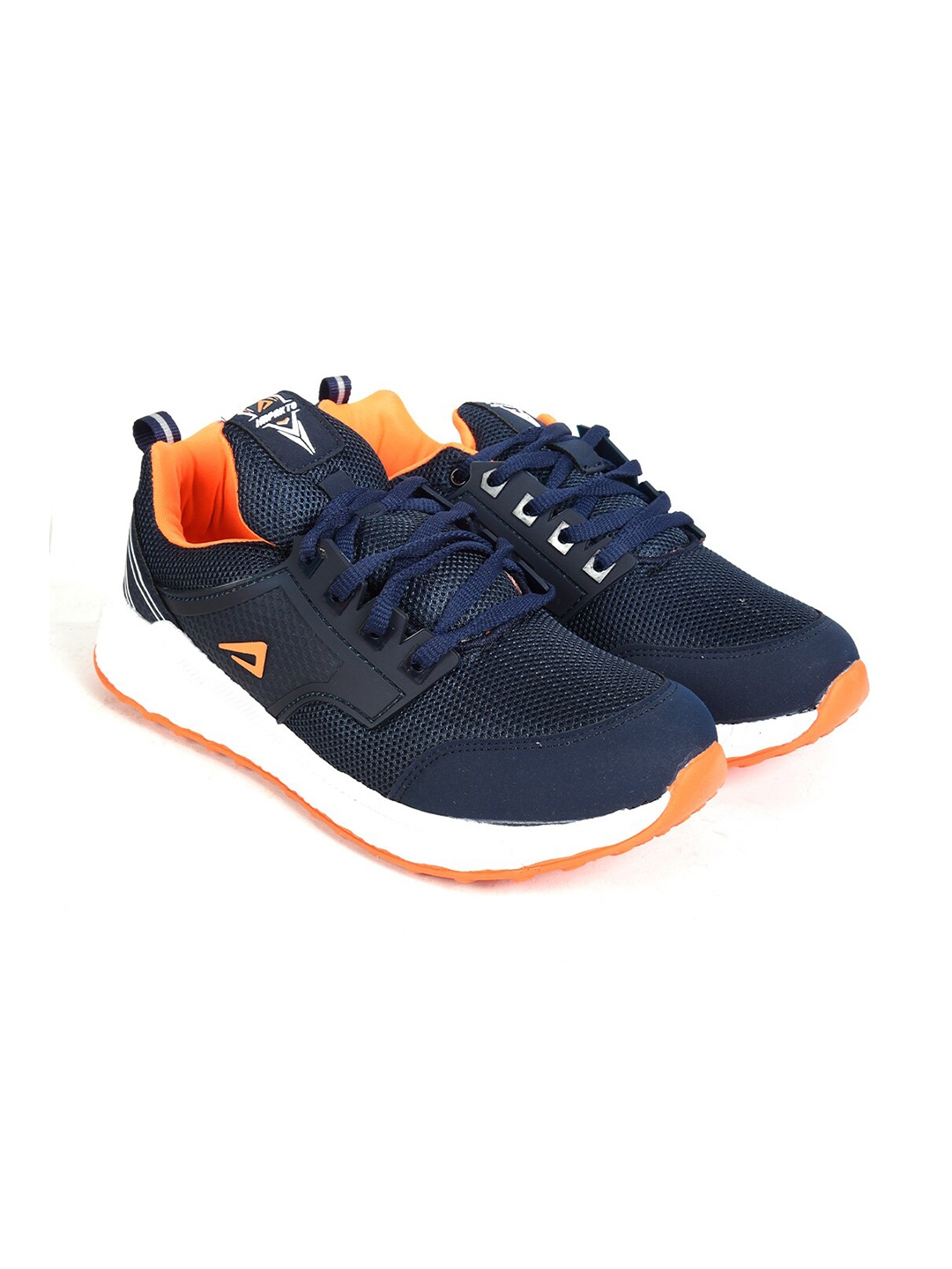

IMPAKTO Men Navy Blue & Orange Mesh Running Non-Marking Shoes