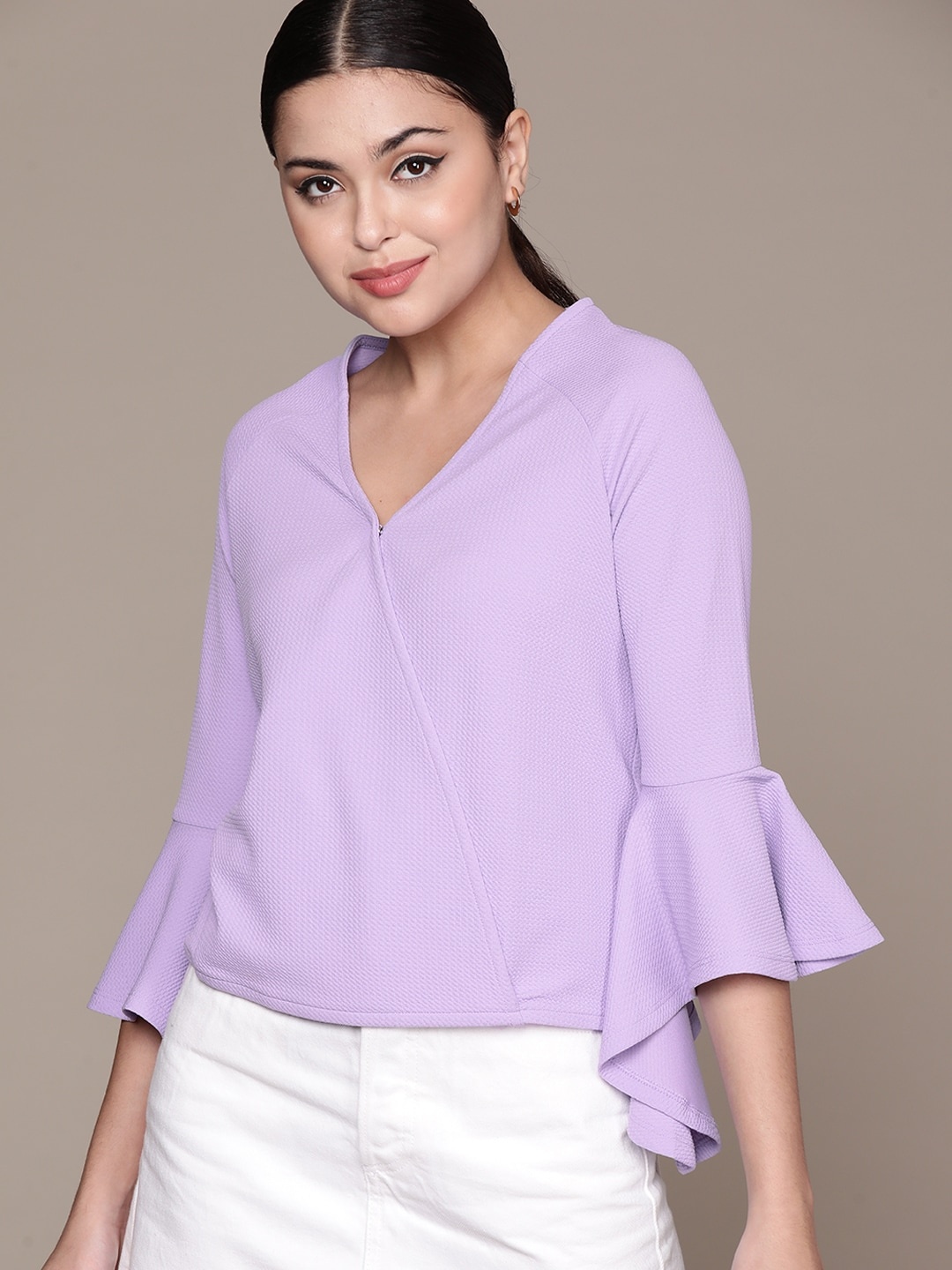 

bebe Women Lovely Lavender Brighter Basics Wrap Top