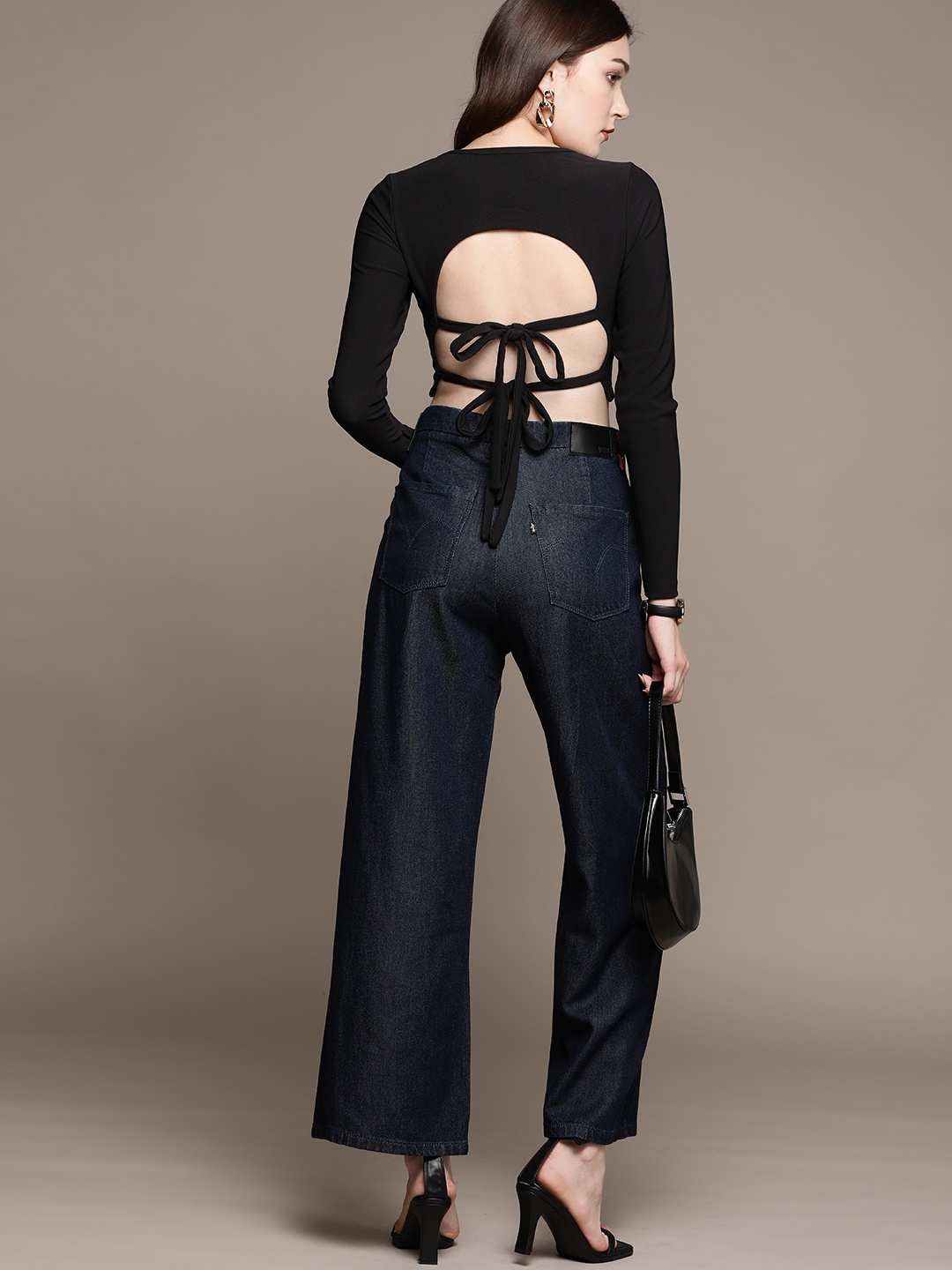 

bebe Black Styled Back Crop Top