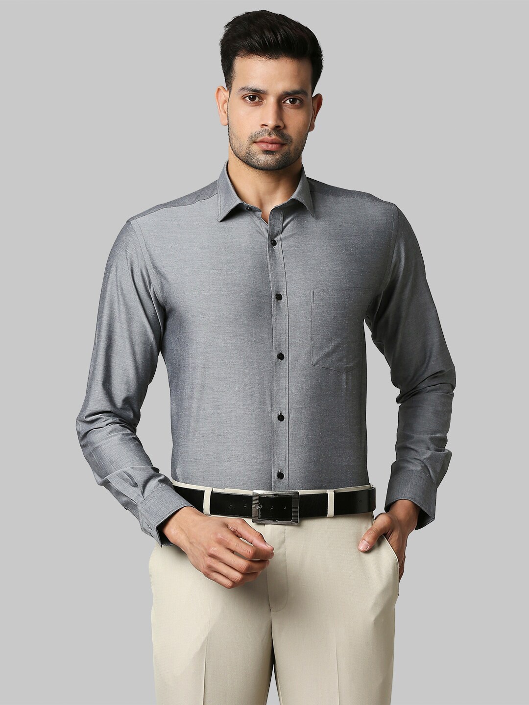 

Park Avenue Men Grey Slim Fit Cotton Formal Shirt
