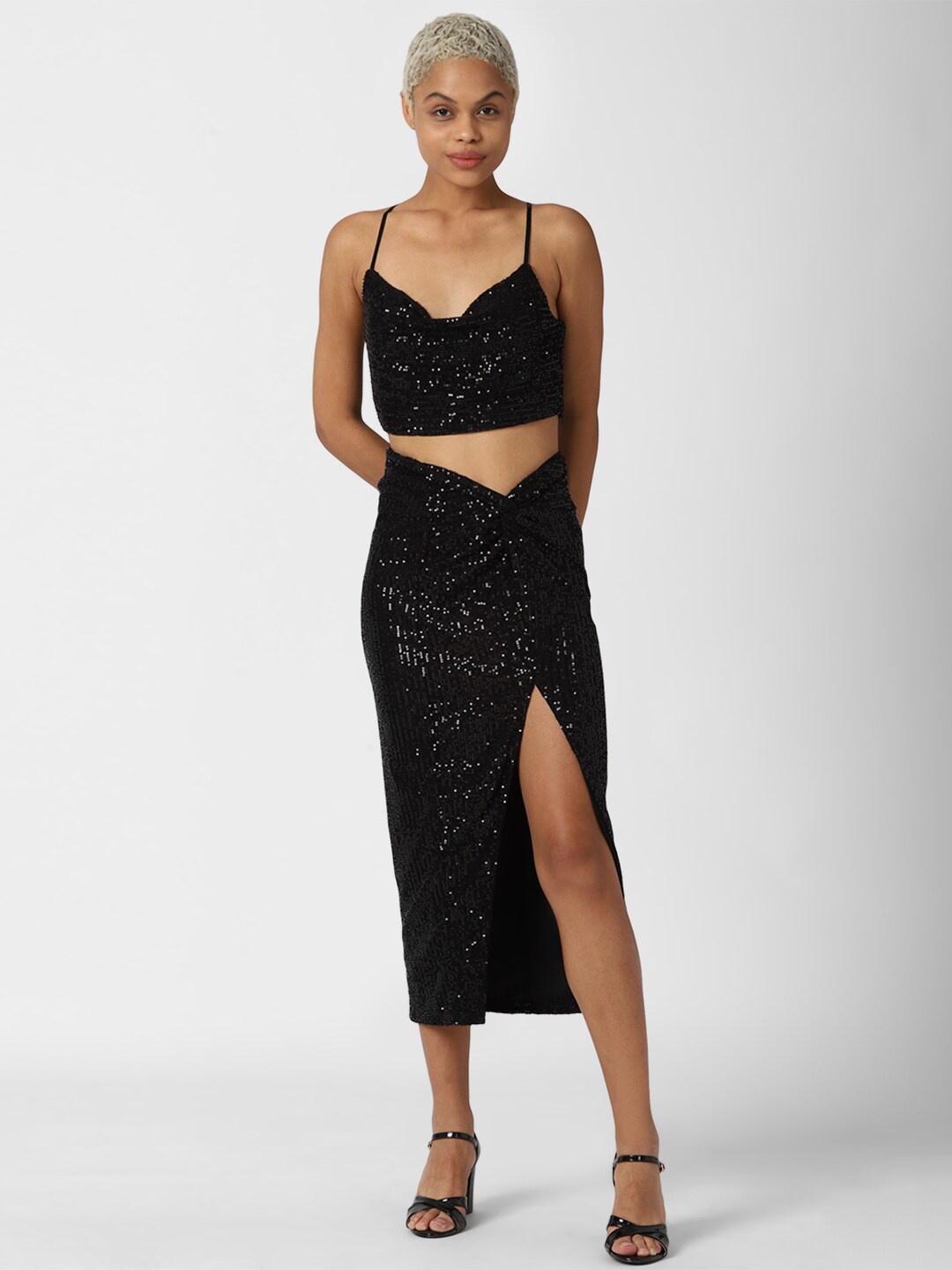 

FOREVER 21 Women Black Top with Skirt