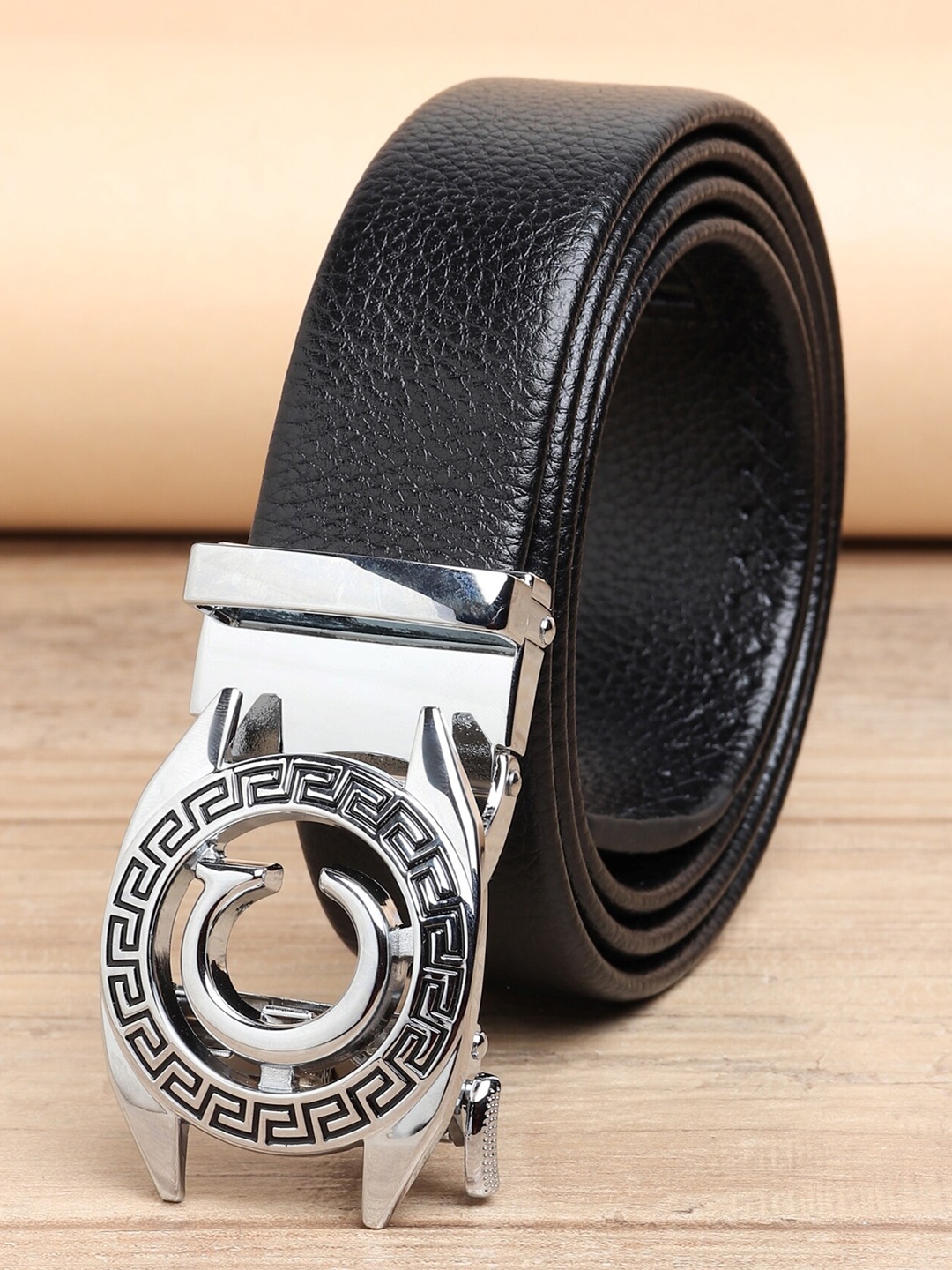 

ZORO Men Black Textured PU Belt