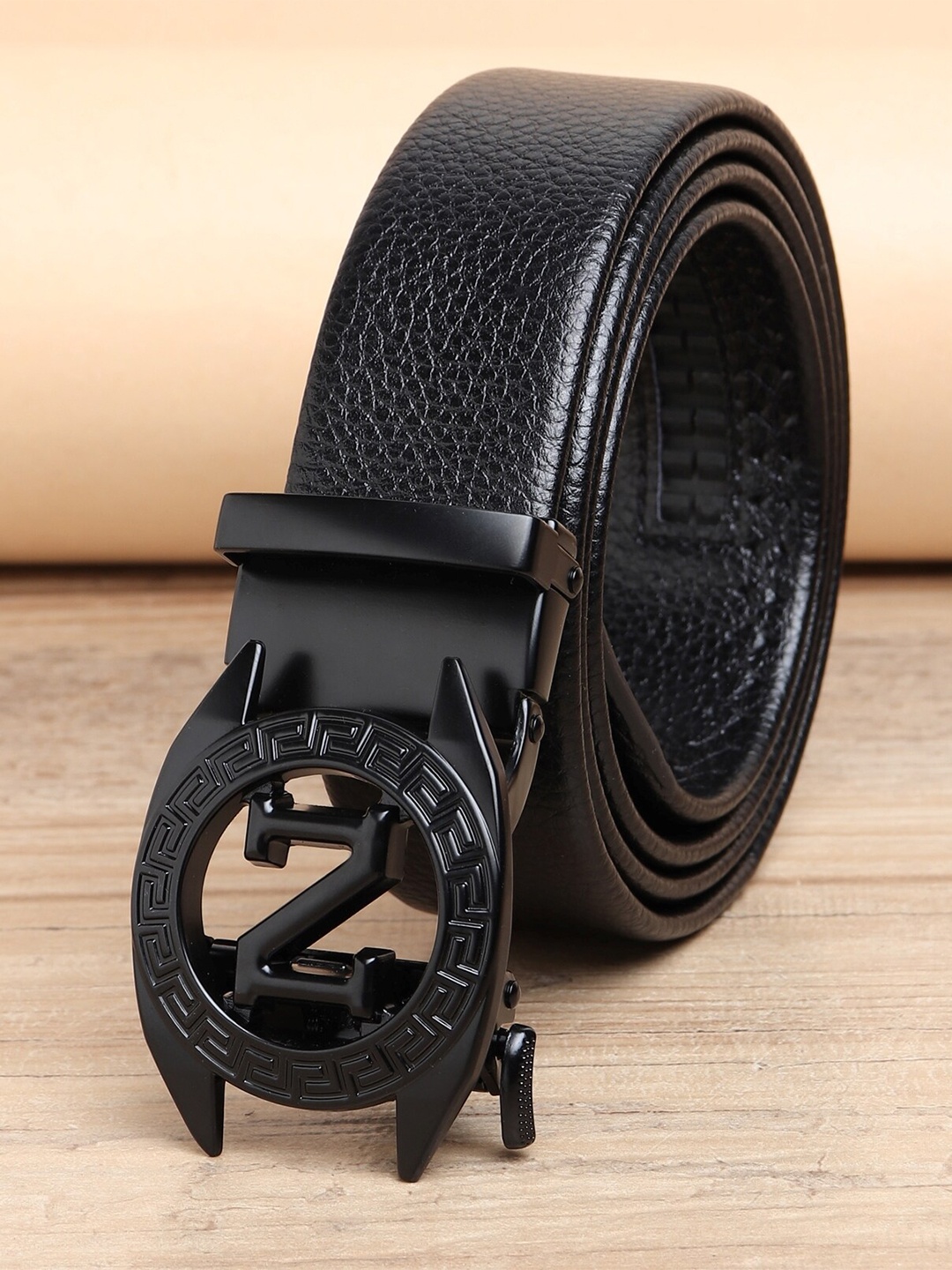 

ZORO Men Black Textured PU Belt