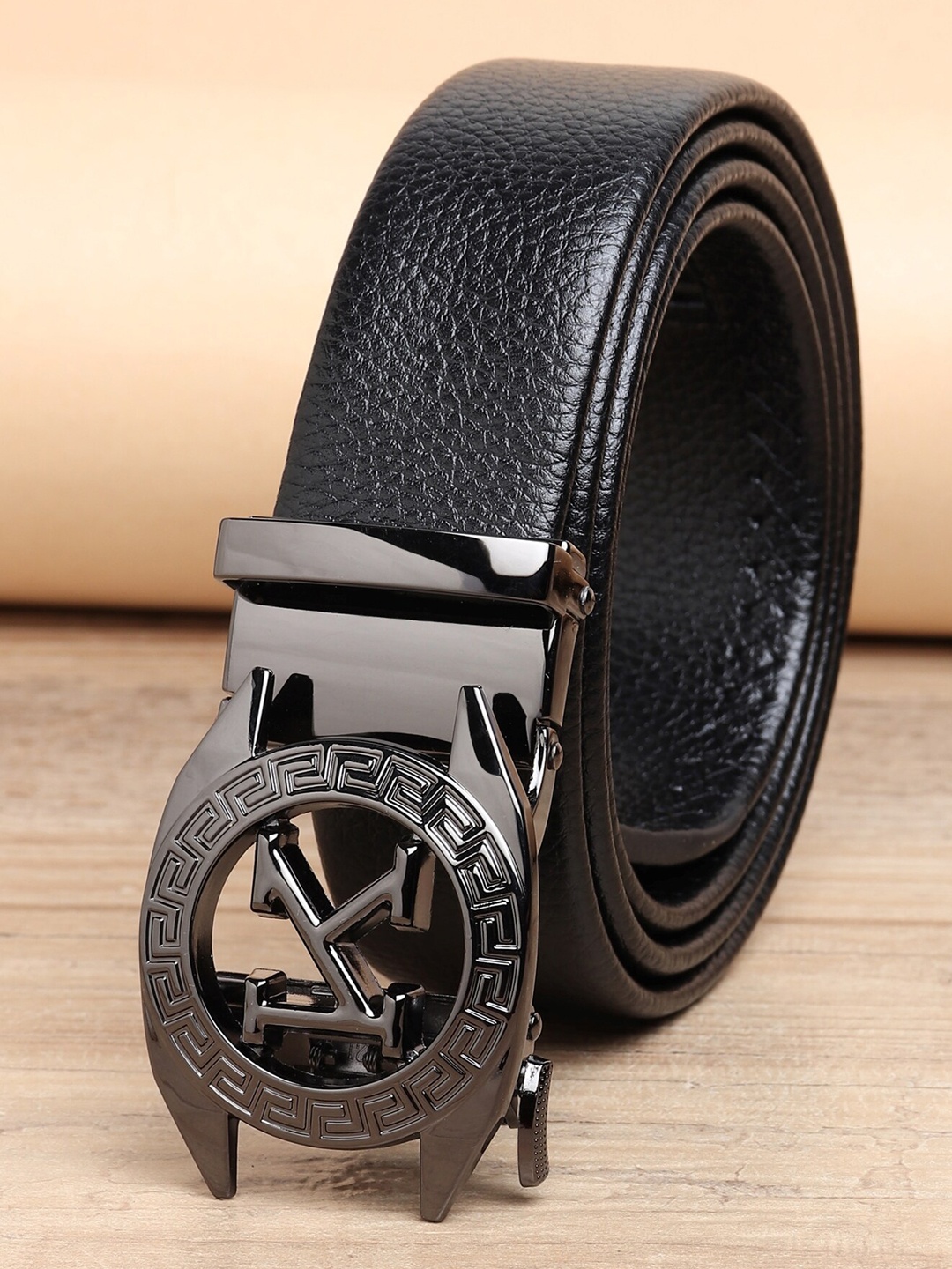 

ZORO Men Black Textured PU Belt