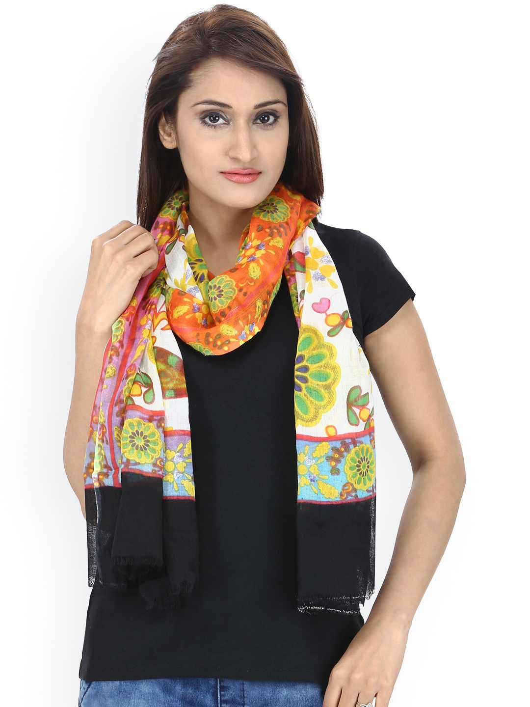 

Anekaant Multicoloured Floral Print Stole, Multi