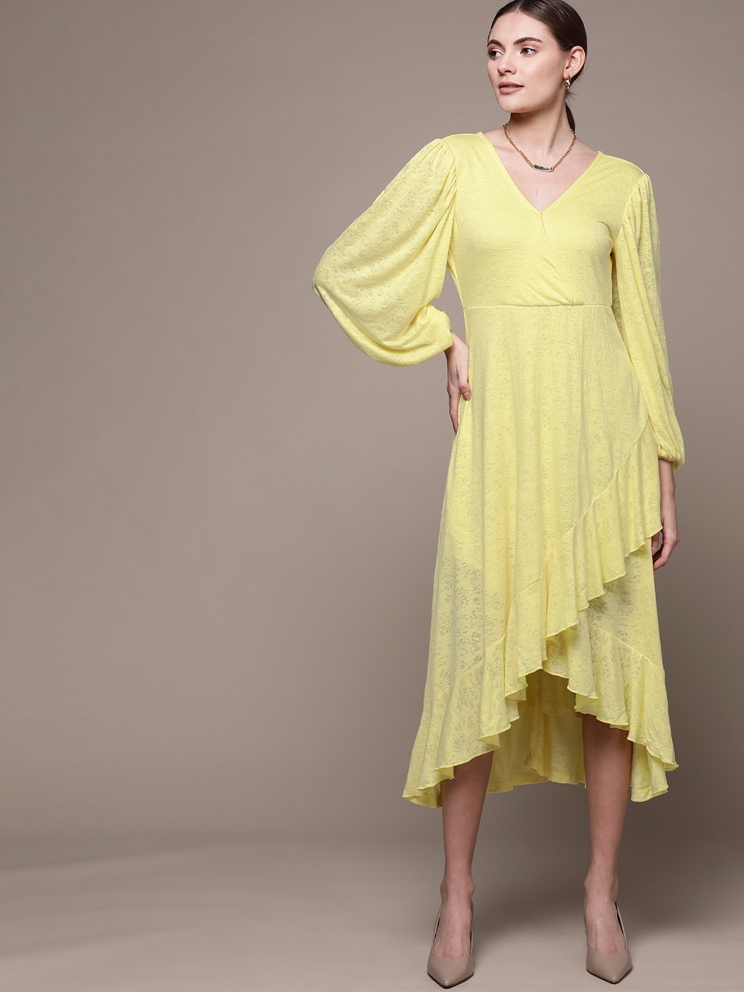 

bebe Sundress Holiday Tulip Hem Wrap Dress, Yellow