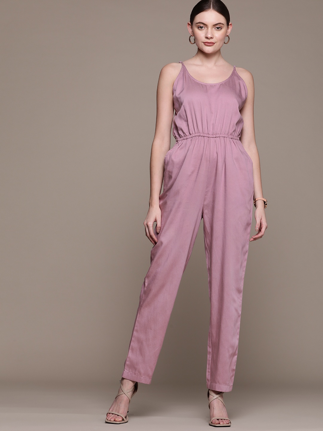 

bebe Women Mystic Mauve Season Staples Tencel Basic Jumpsuit