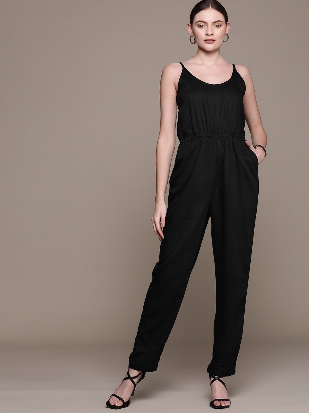 

bebe Women Midnight Black Season Staples Basic Jumpsuit