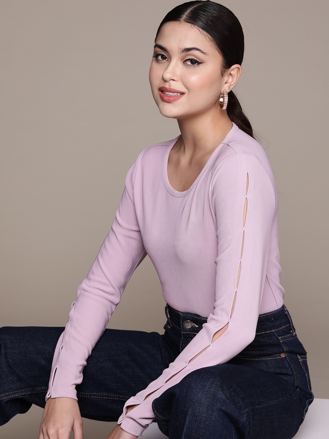 

bebe Lavender Frost Season Staple Lavender Frost Solid Top