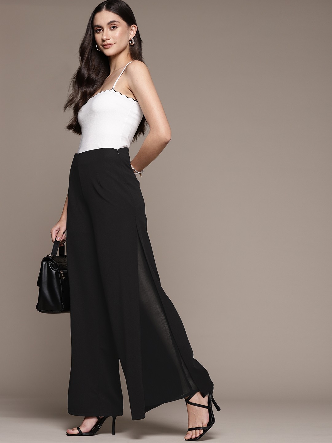 

bebe Women Black Season Staple High-Rise Parallel Trousers