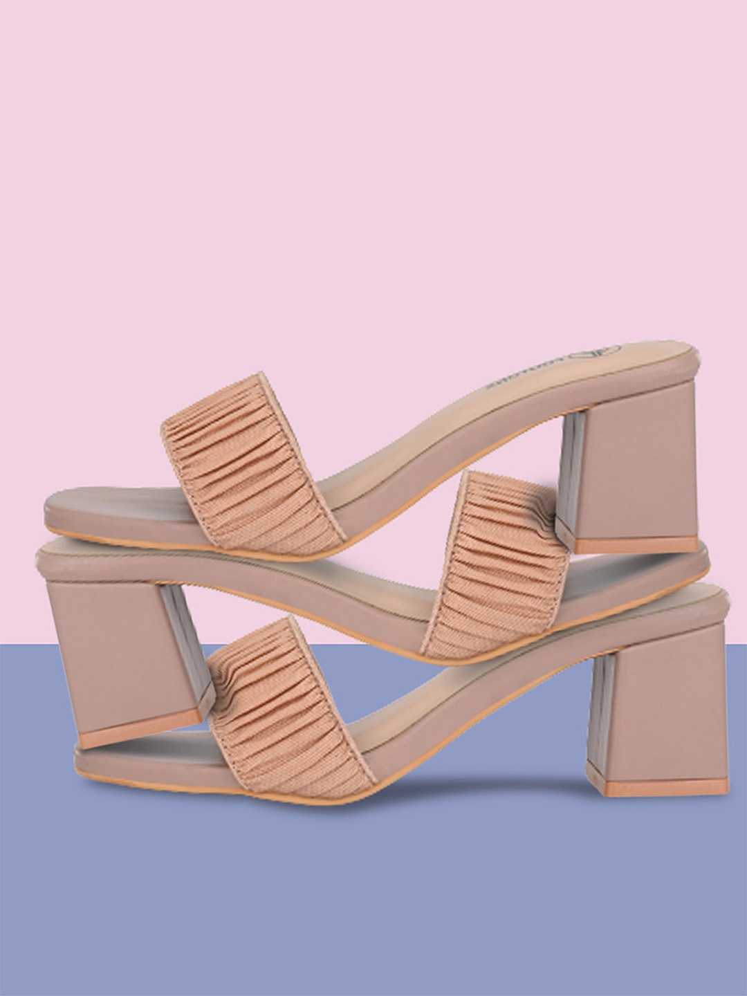 

FOOTONS Nude-Coloured Block Sandals