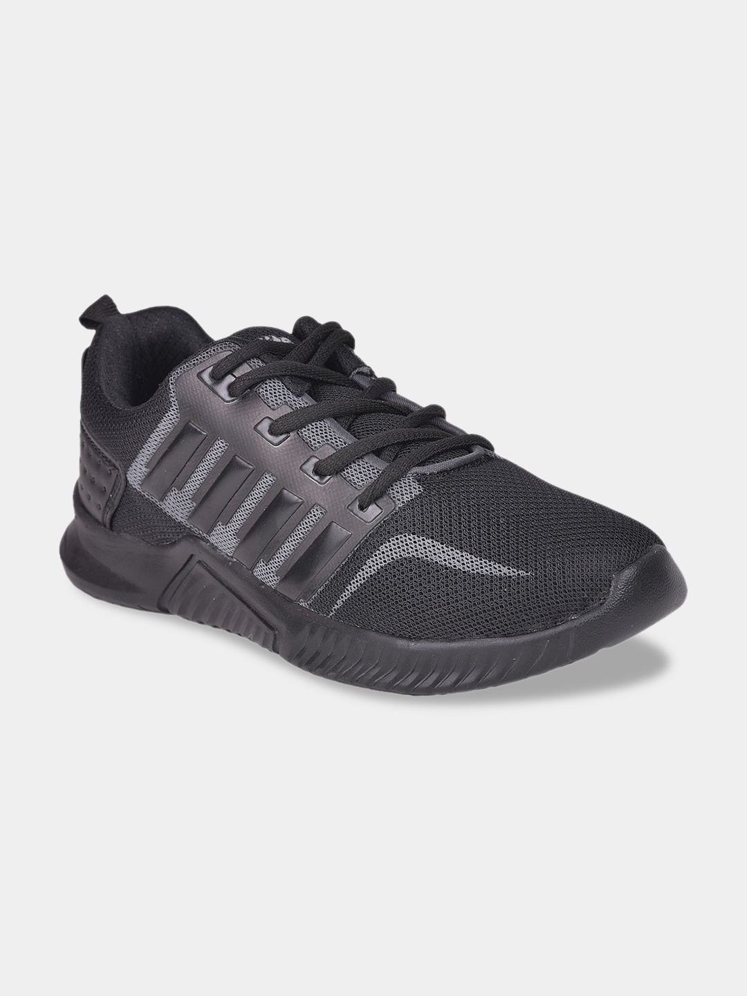 

Aqualite Men Black Woven Design Running Sneakers