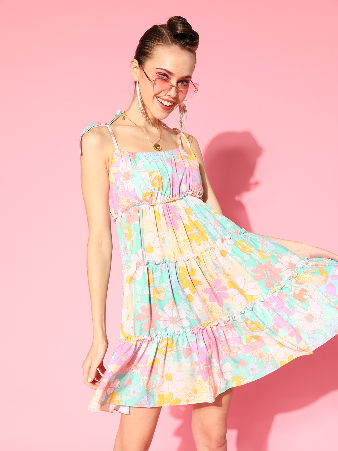 

Athena Women Gorgeous Green Floral Sun Dress