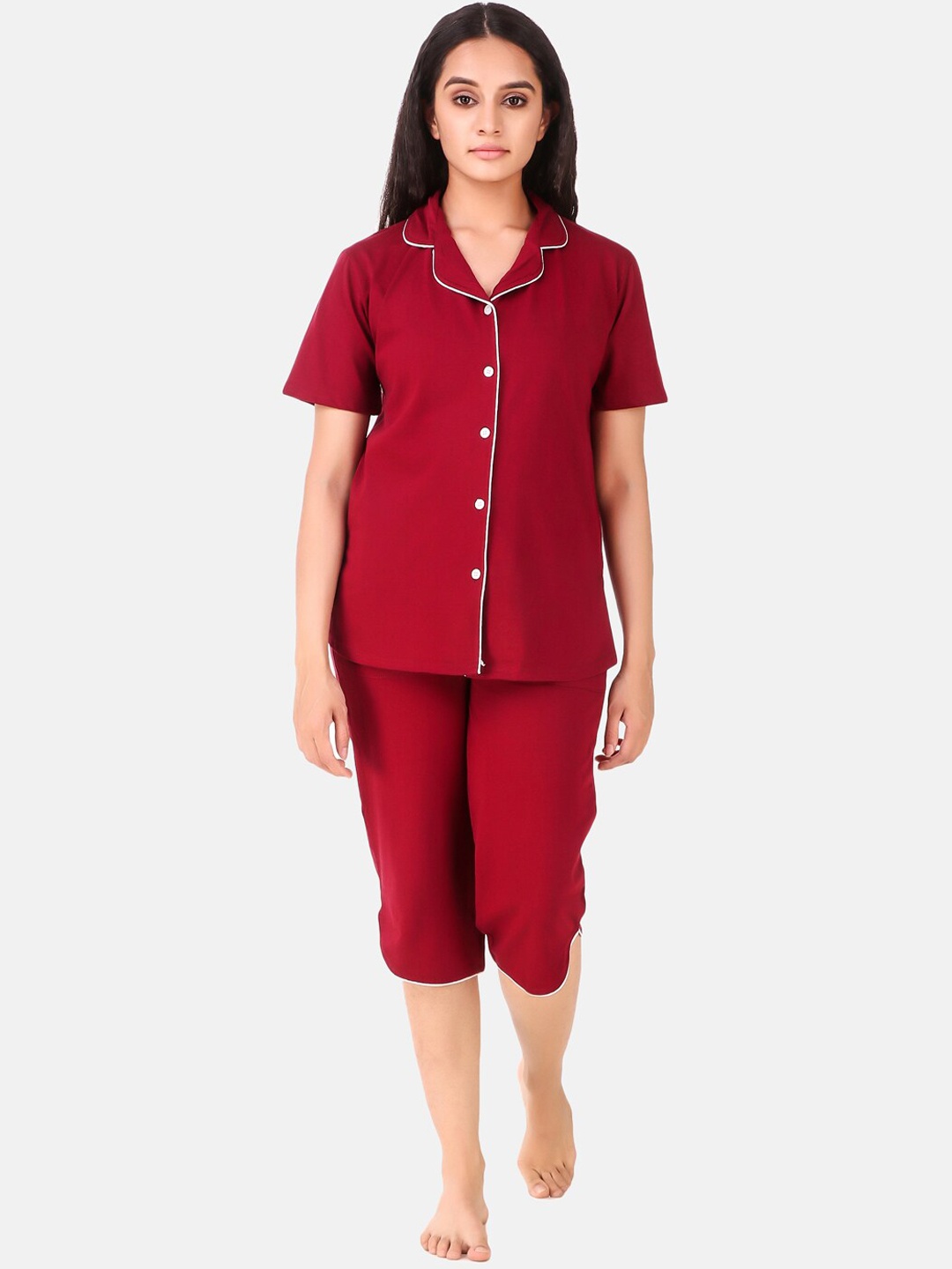 

Masha Women Maroon Pure Cotton Night suit