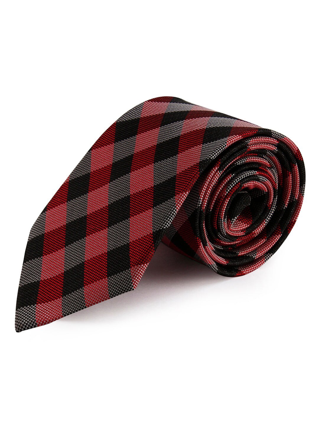 

PELUCHE Men Red & Black Checked Broad Formal Tie