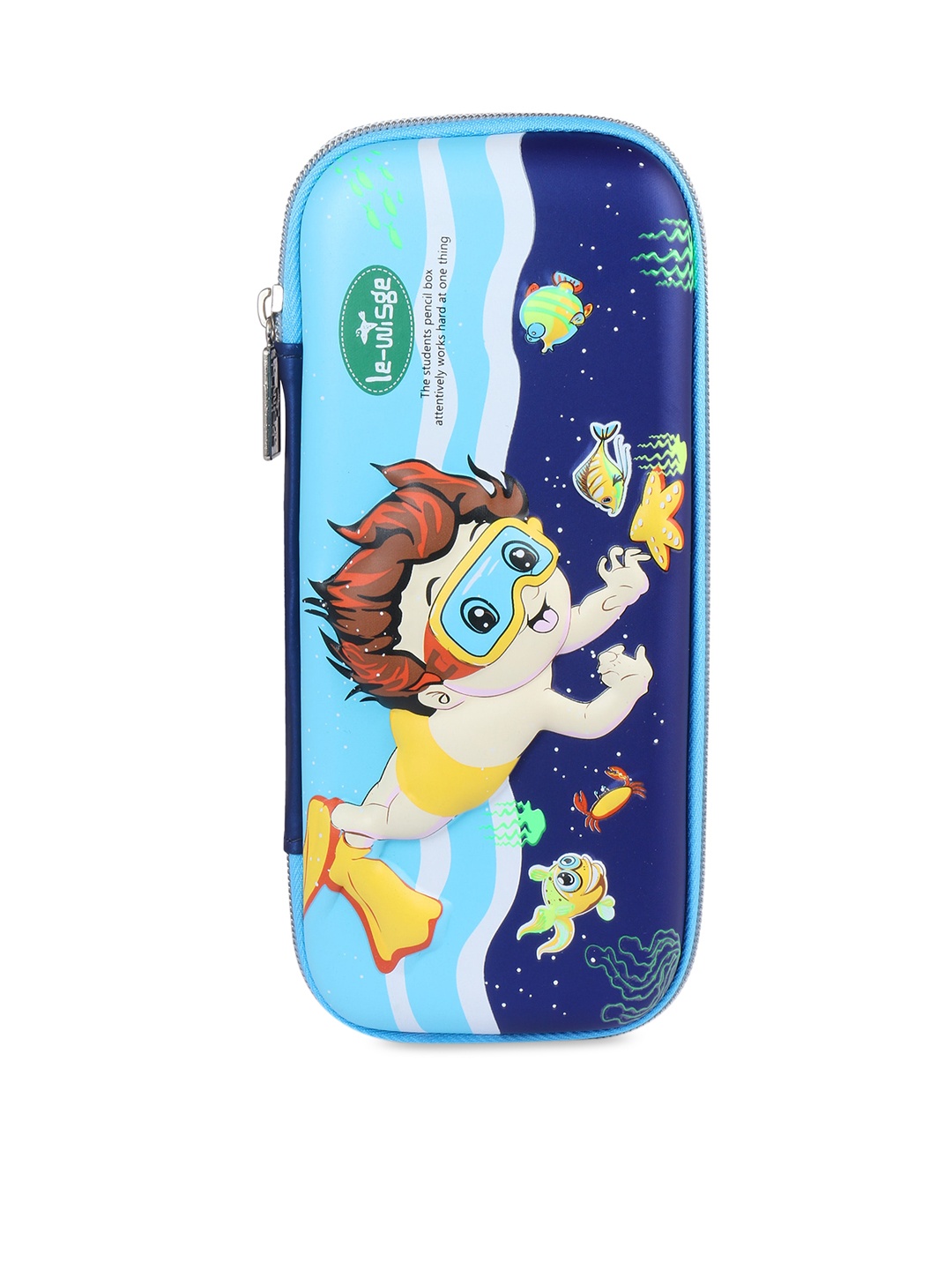 

Instabuyz Kids Navy Blue Printed Zipper Pencil Pouch