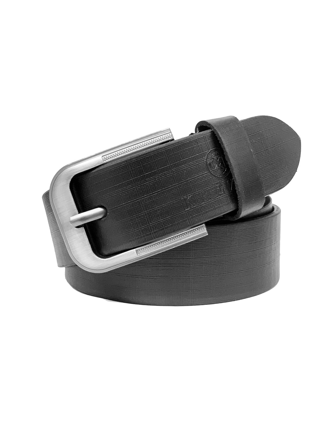 

KAEZRI Men Black Textured Leather Belt