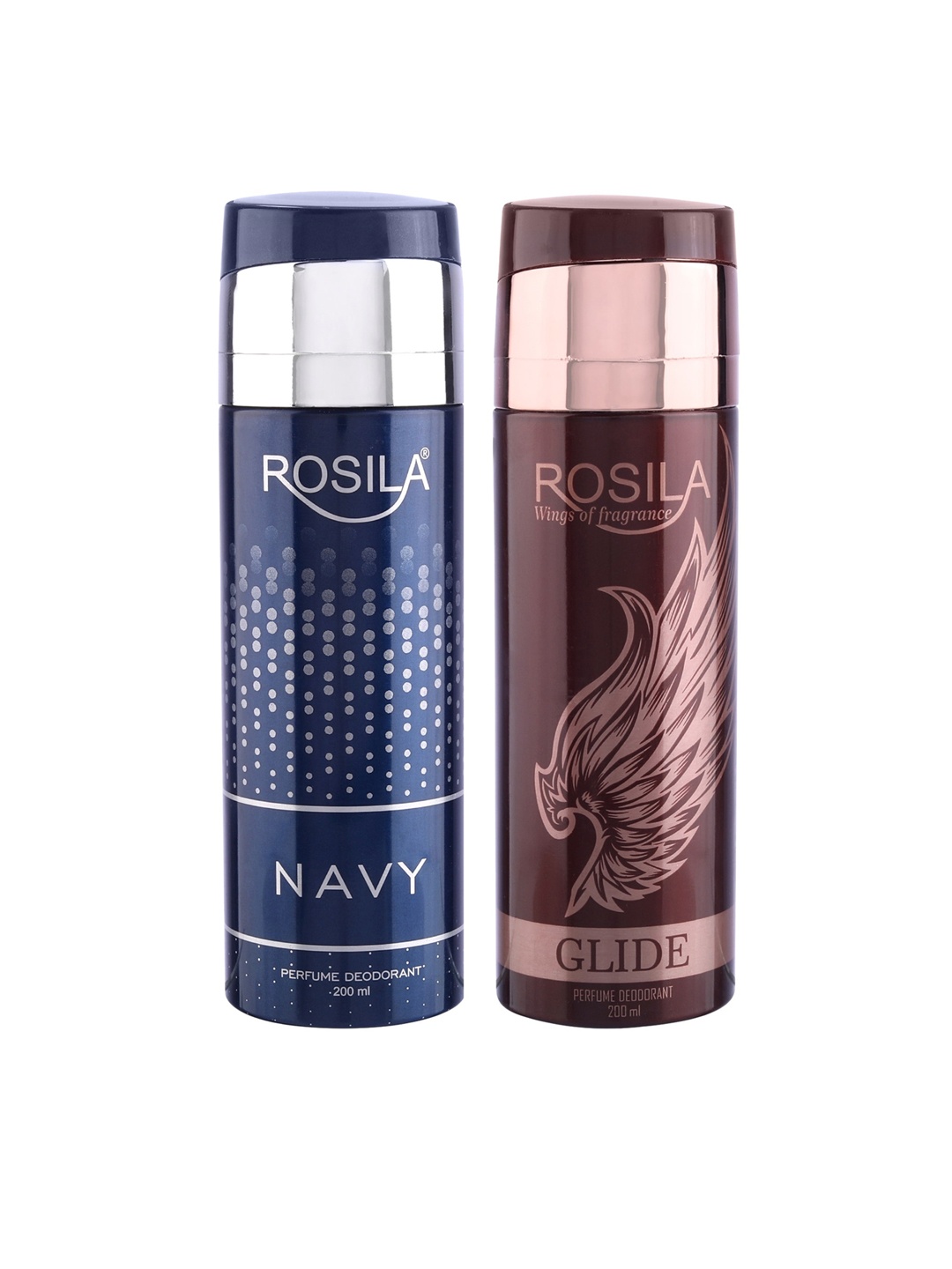 

ROSILA Set of Navy & Glide Perfume Deodorant Body Spray 200 ml each, Navy blue