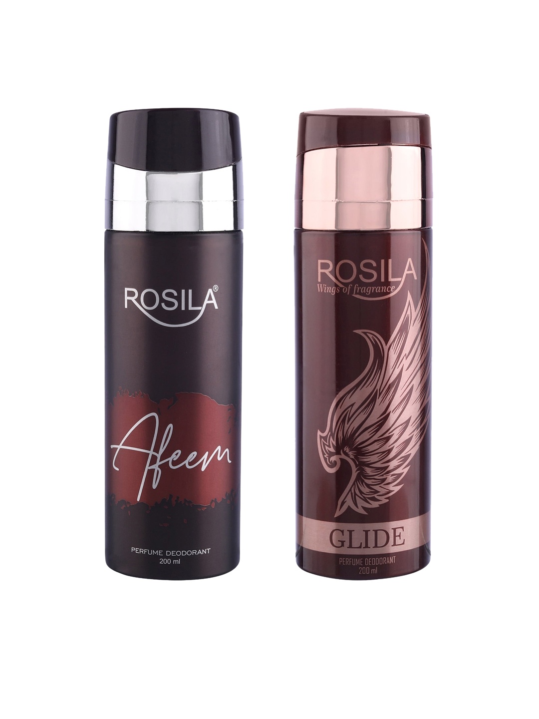 

ROSILA Set of Afeem & Glide Perfume Deodorant Body Spray 200 ml each, Red