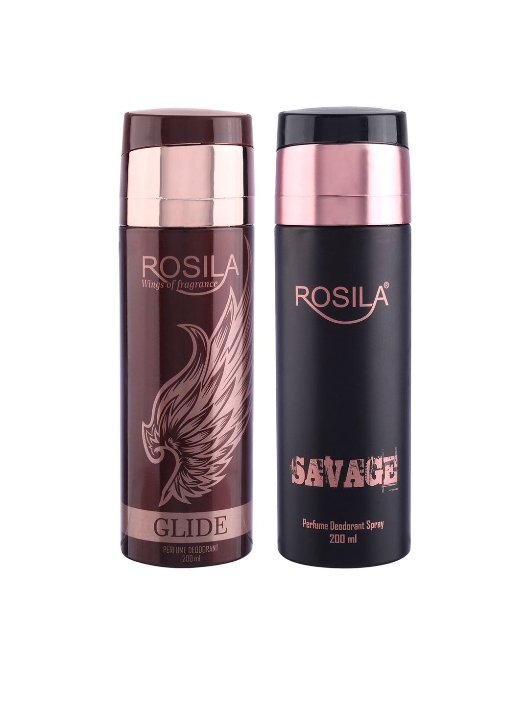 

ROSILA Set of Savage & Glide Perfume Deodorant Body Spray 200 ml each, Rose gold