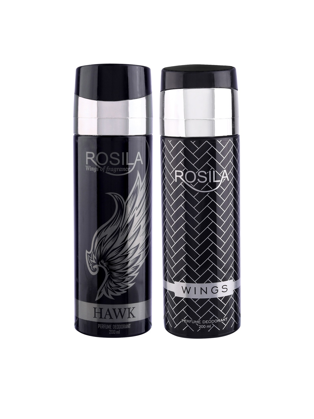 

ROSILA Set of Hawk & Wings Perfume Deodorant Body Spray 200 ml each, Black