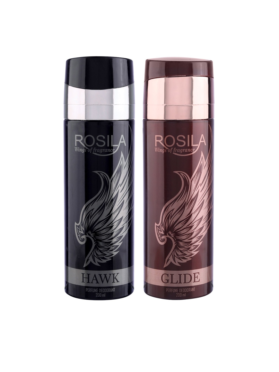 

ROSILA Set of Glide & Hawk Perfume Deodorant Body Spray 200 ml each, Rose gold