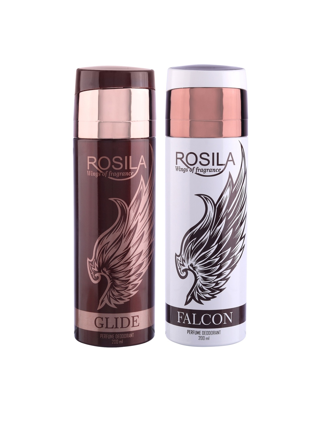 

ROSILA Set of Falcon & Glide Perfume Deodorant Body Spray 200 ml each, White