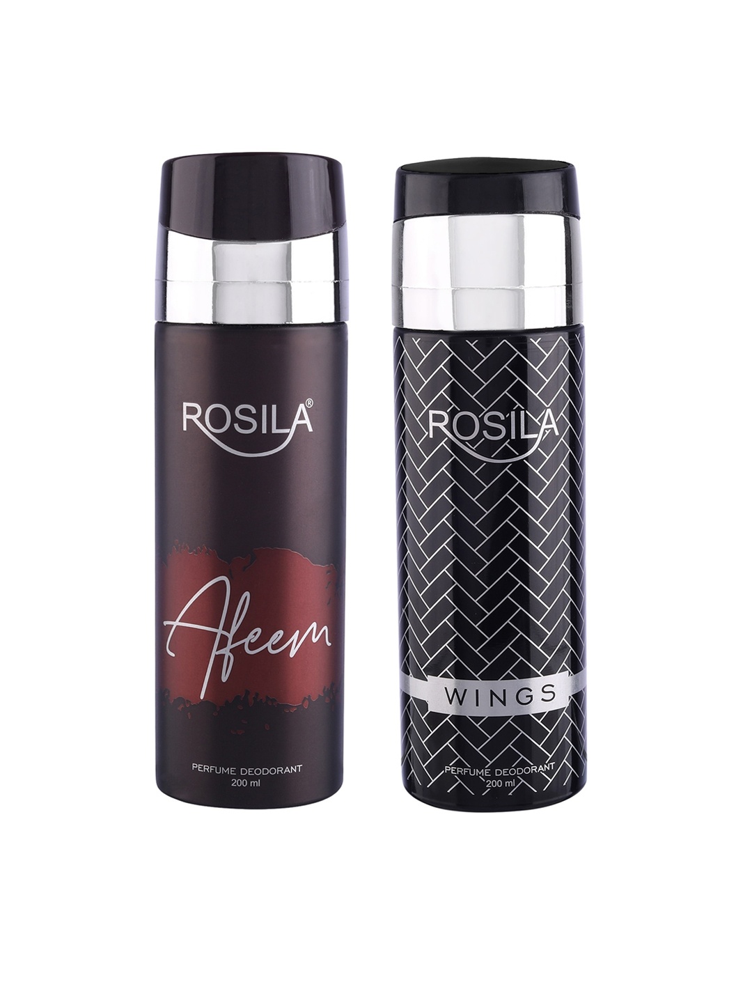 

ROSILA Set of Afeem & Wings Perfume Deodorant Body Spray 200 ml each, Red