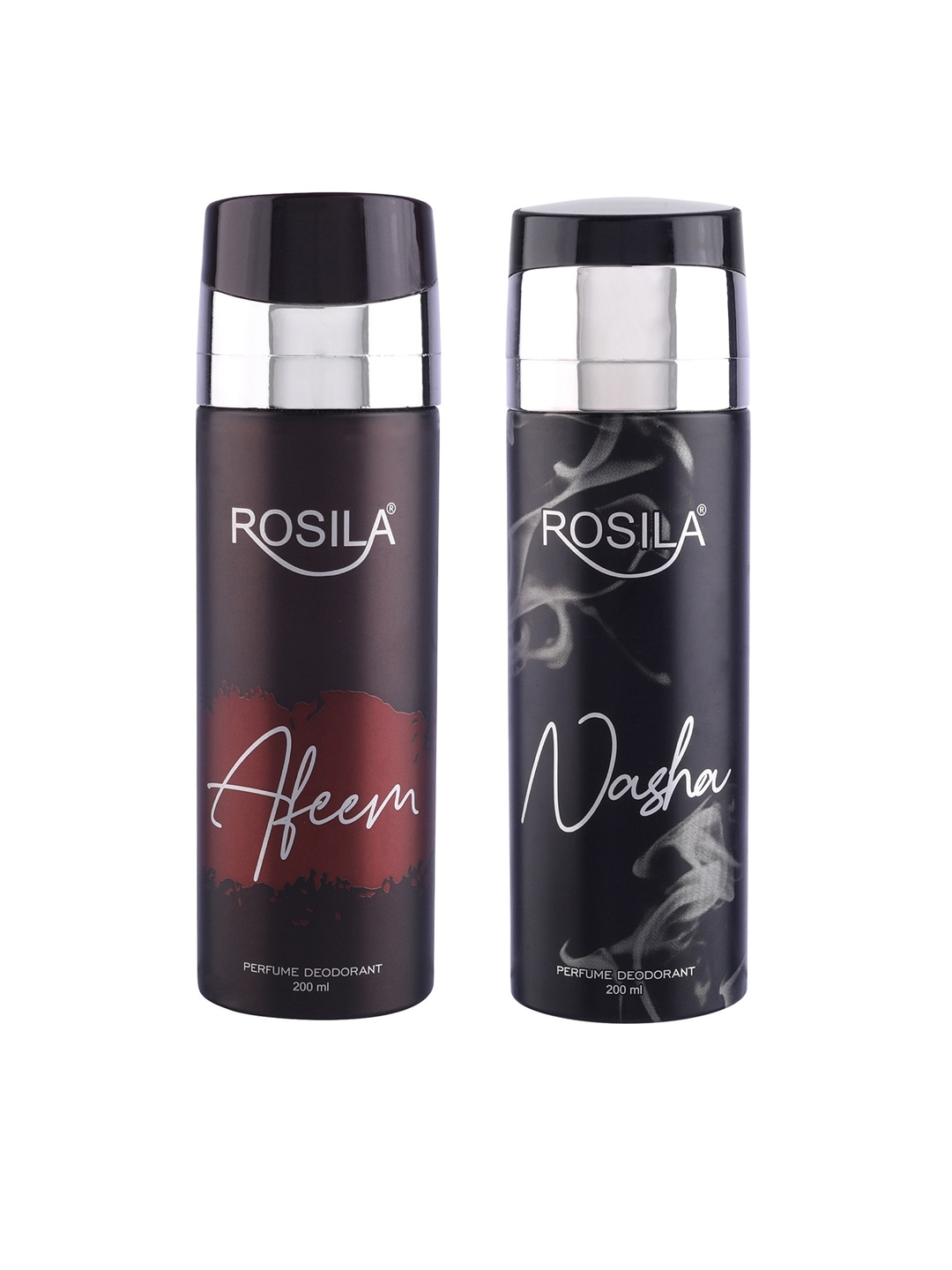 

ROSILA Set of Afeem & Nasha Perfume Deodorant Body Spray 200 ml each, Red