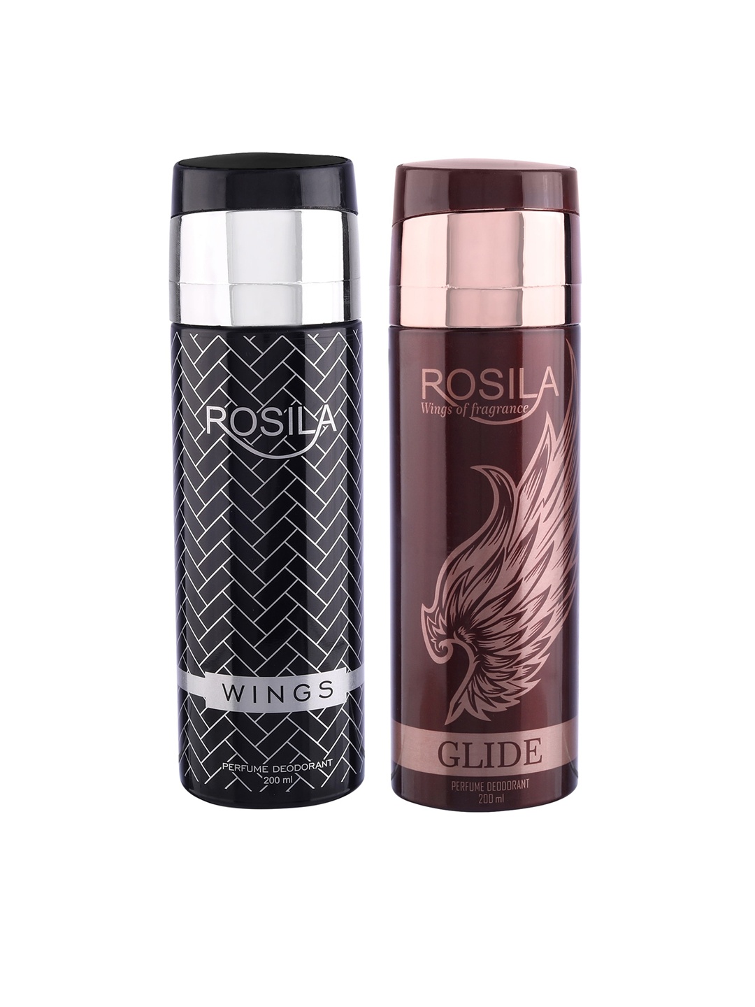 

ROSILA Set of Glide & Wings Perfume Deodorant Body Spray 200 ml each, Rose gold