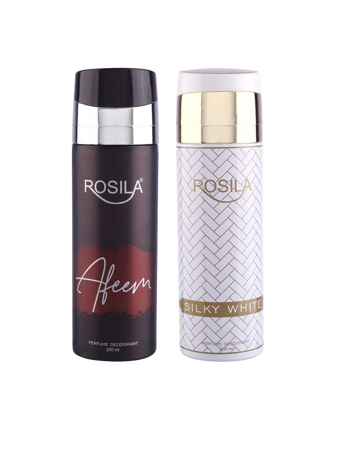 

ROSILA Set of Afeem & Silky White Perfume Deodorant Body Spray 200 ml each, Red