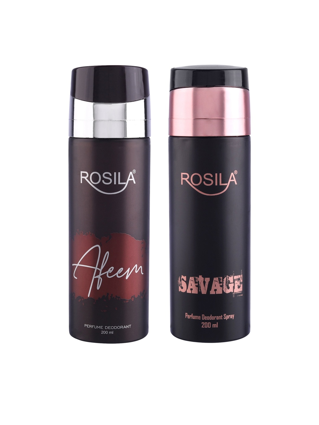 

ROSILA Set of Afeem & Savage Perfume Deodorant Body Spray 200 ml each, Red