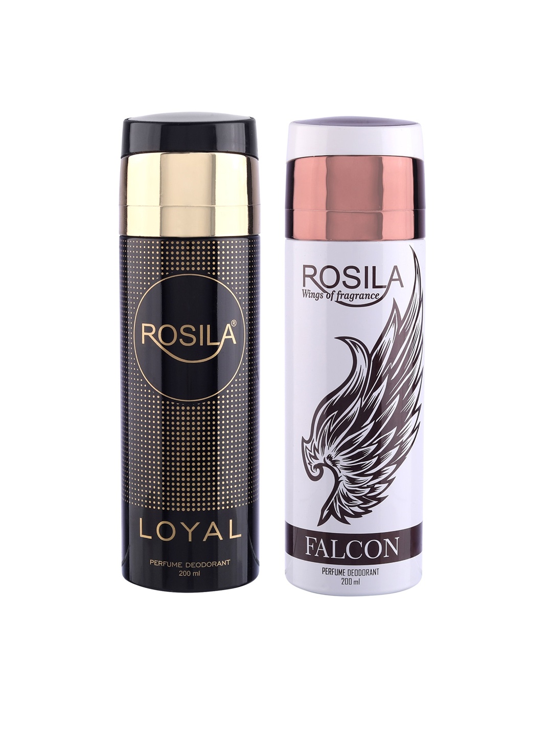 

ROSILA Set of Loyal & Falcon Perfume Deodorant Body Spray 200 ml each, Gold