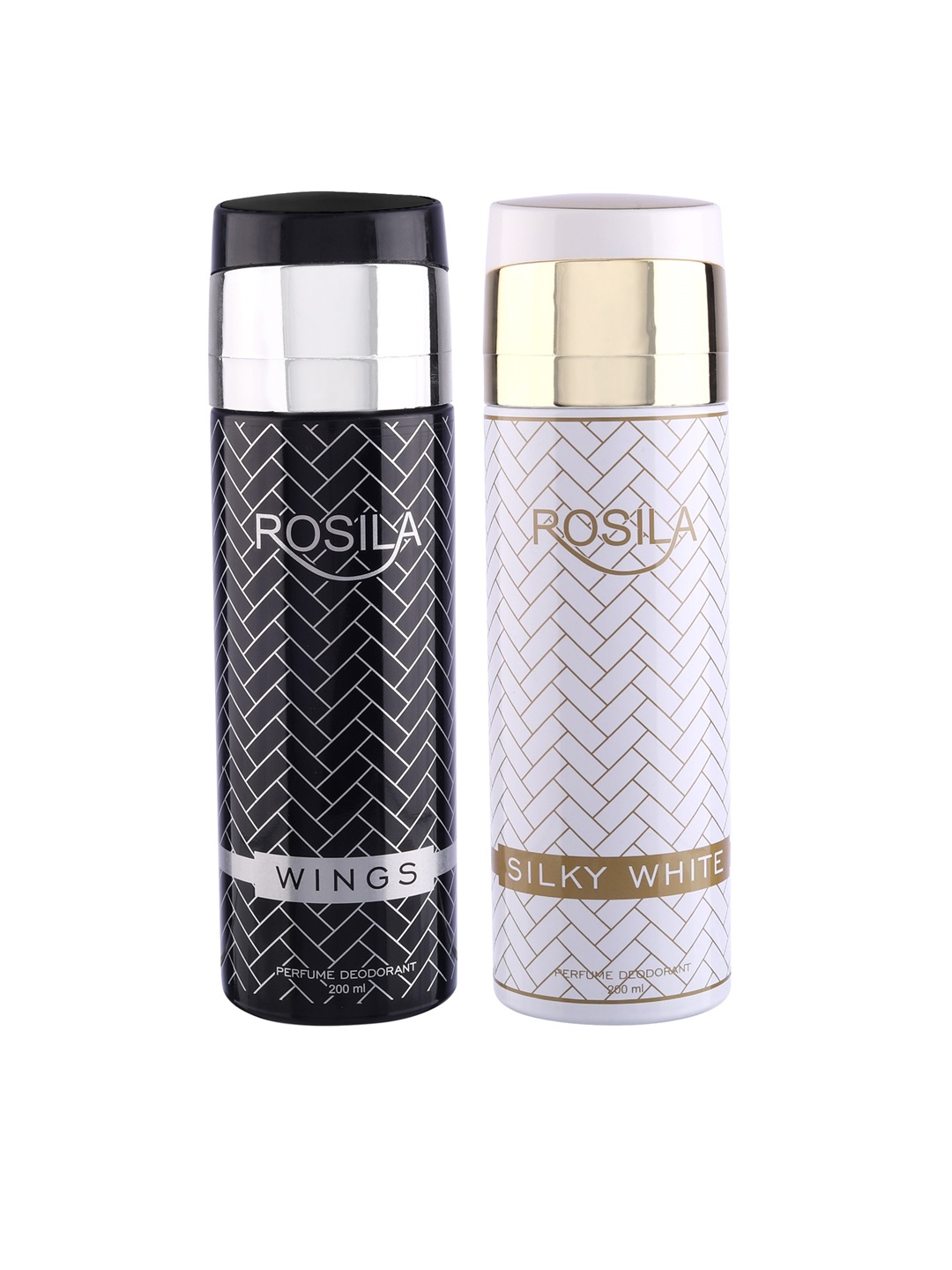 

ROSILA Set of Silky White & Wings Perfume Deodorant Body Spray 200 ml each