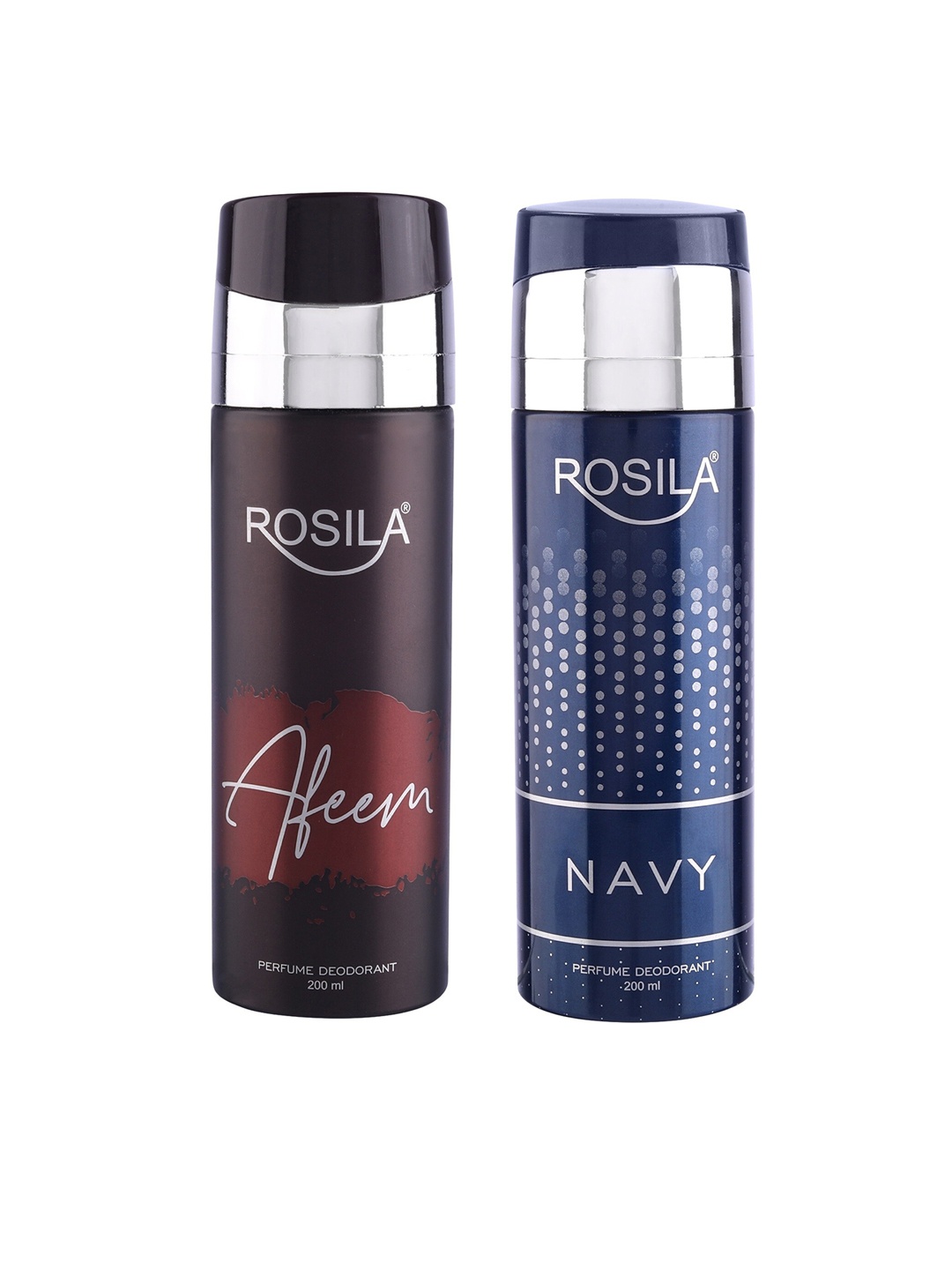 

ROSILA Set of Afeem & Navy Deodorant Body Spray 200 ml each, Red