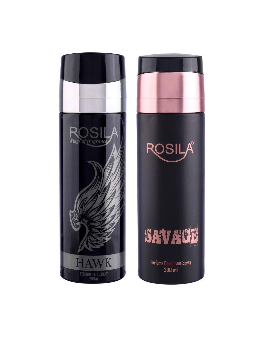 

ROSILA Set of Savage & Hawk Perfume Deodorant Body Spray 200 ml each, Rose gold