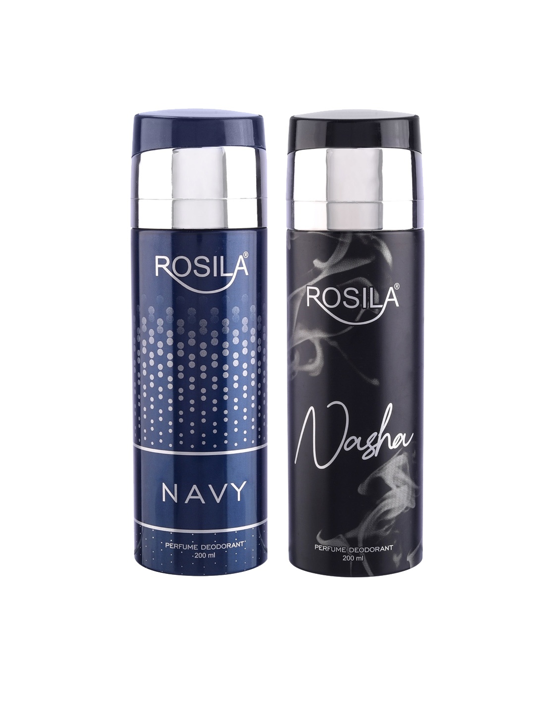 

ROSILA Set of Navy & Nasha Perfume Deodorant Body Spray 200 ml each, Navy blue