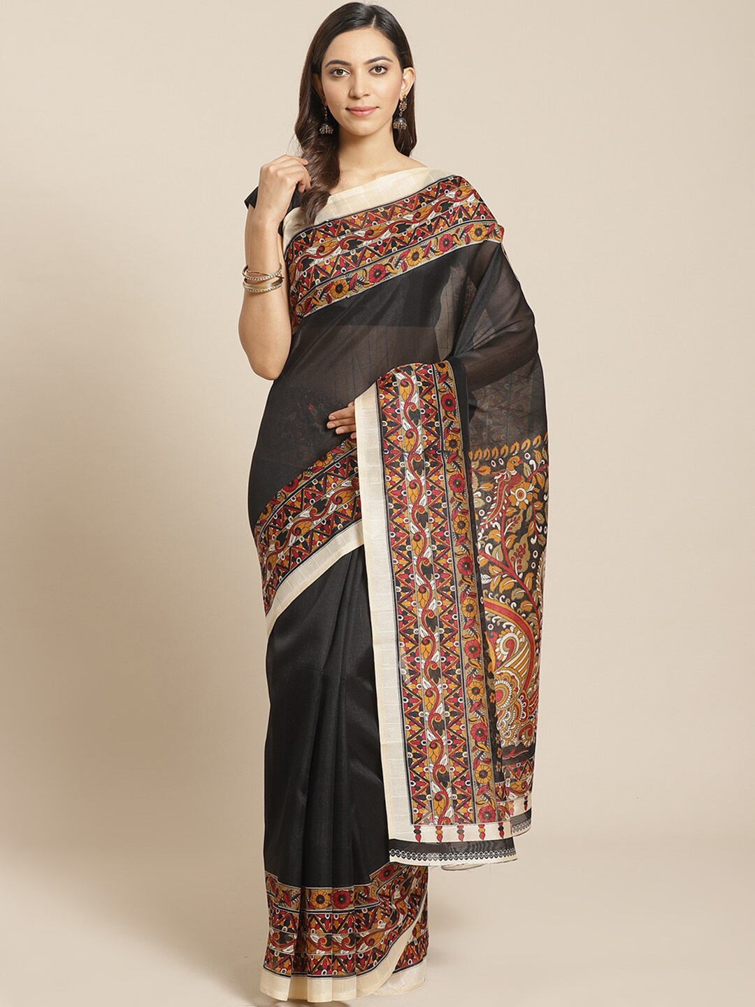 

KALINI Black & Red Art Silk Mysore Silk Saree