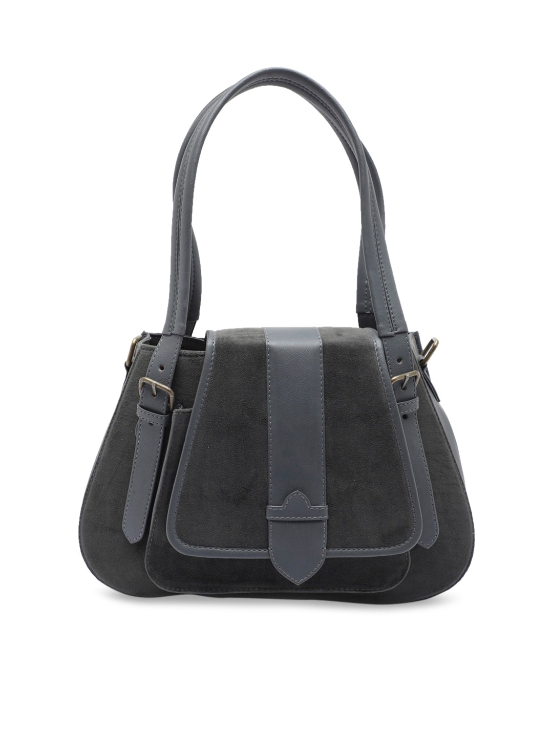 

Clotche Charcoal Leather Structured Handheld Bag