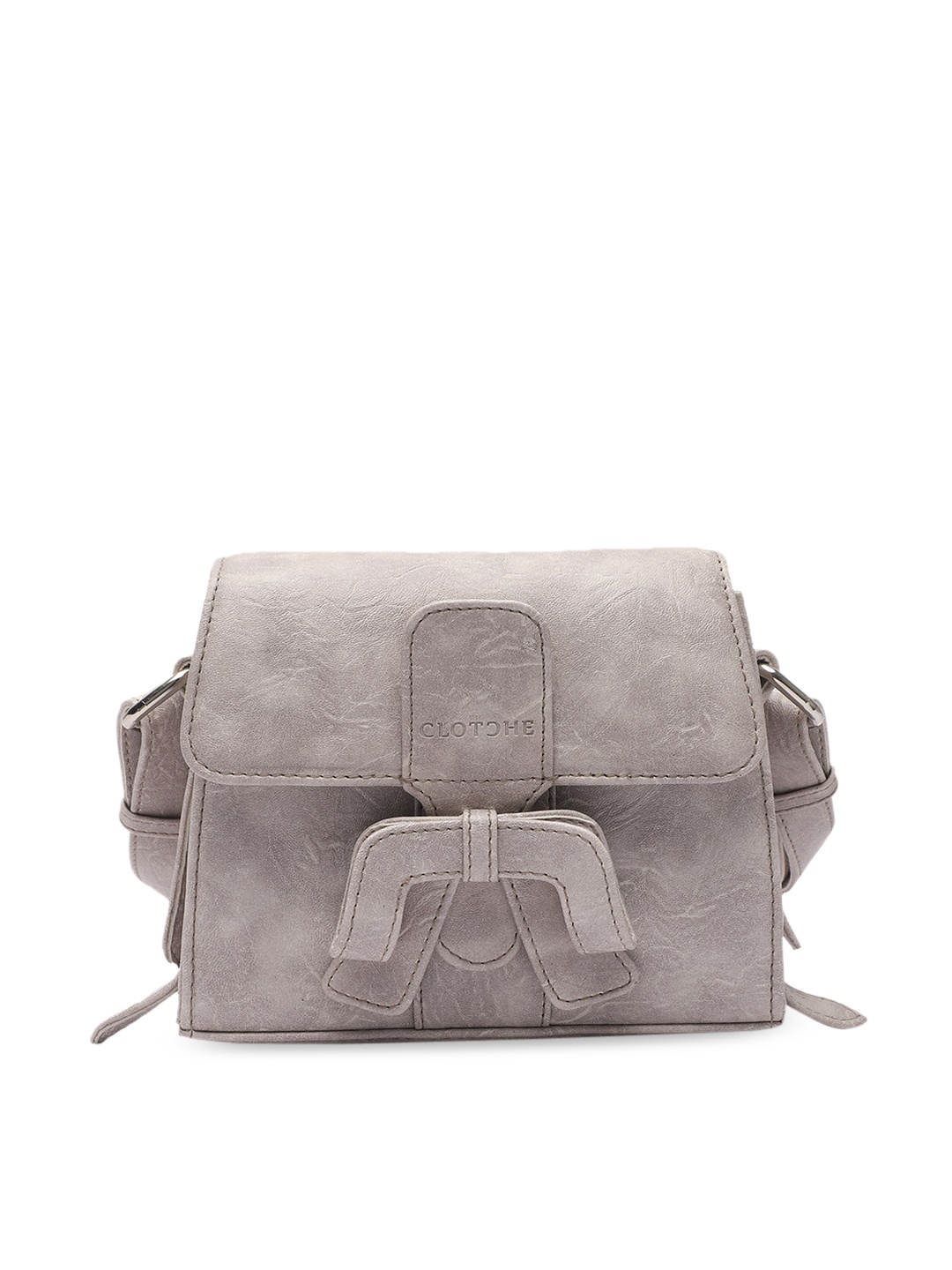 

Clotche Beige PU Structured Sling Bag with Bow Detail