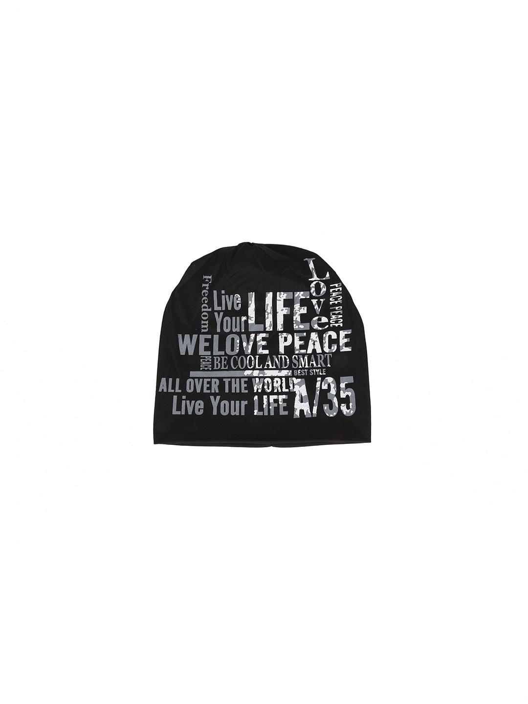 

iSWEVEN Unisex Black & White Printed Beanie