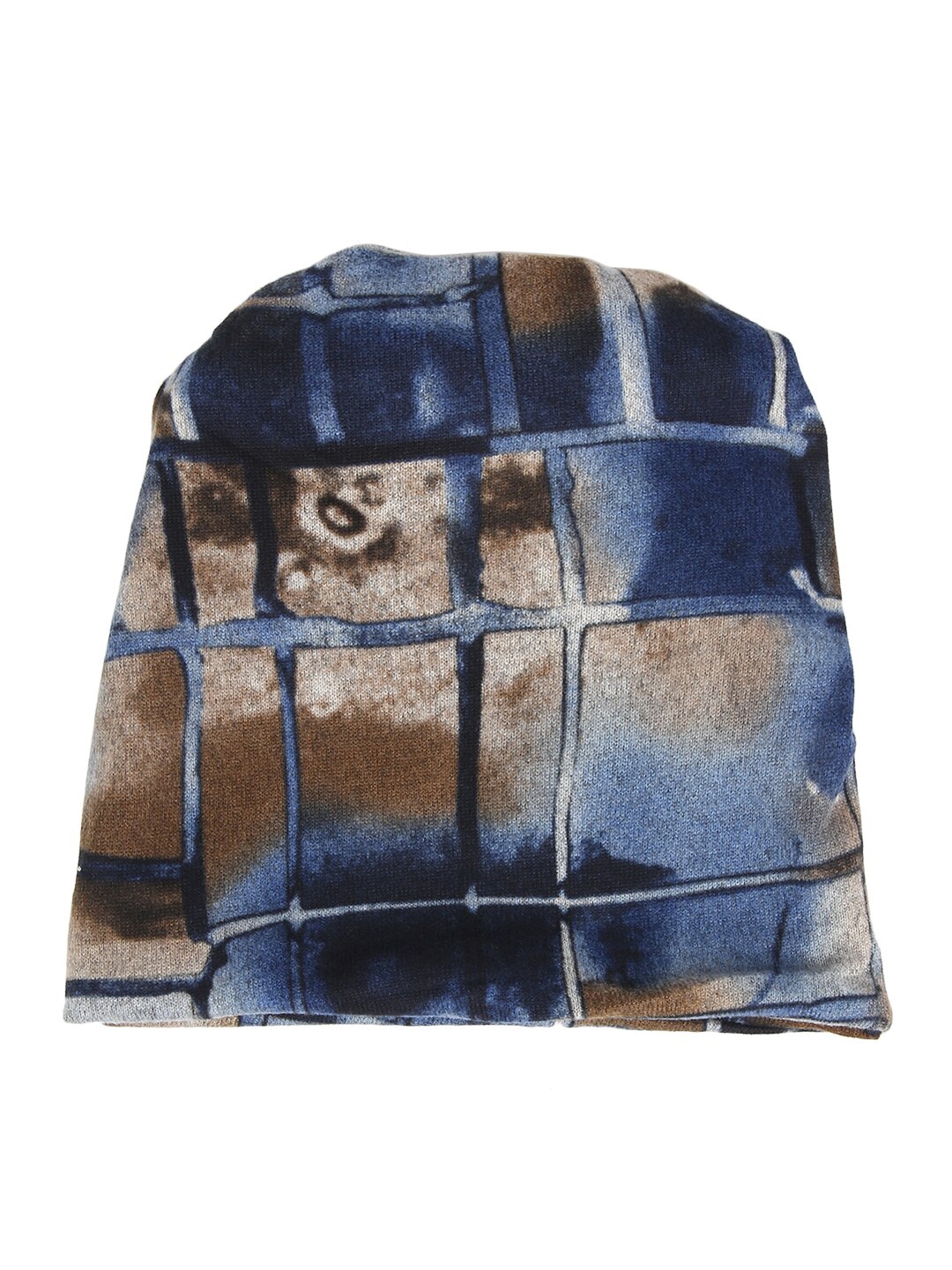 

iSWEVEN Unisex Beige & Blue Printed Beanie