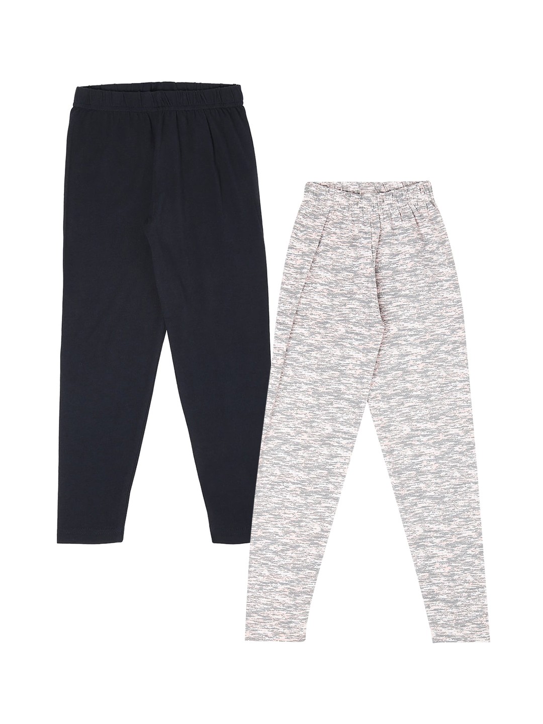

RAINE AND JAINE Girls Pack of 2 Grey & Navy Blue Solid Ankle Length Leggings