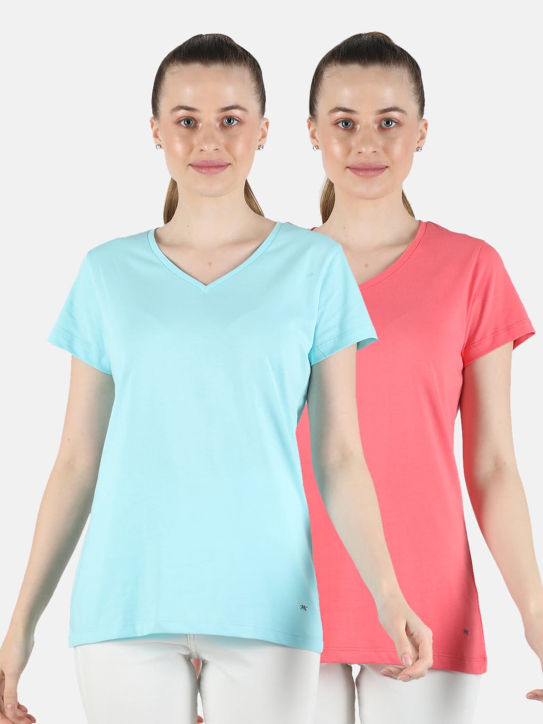 

Monte Carlo Set of 2 Solid Blue & Coral Tops